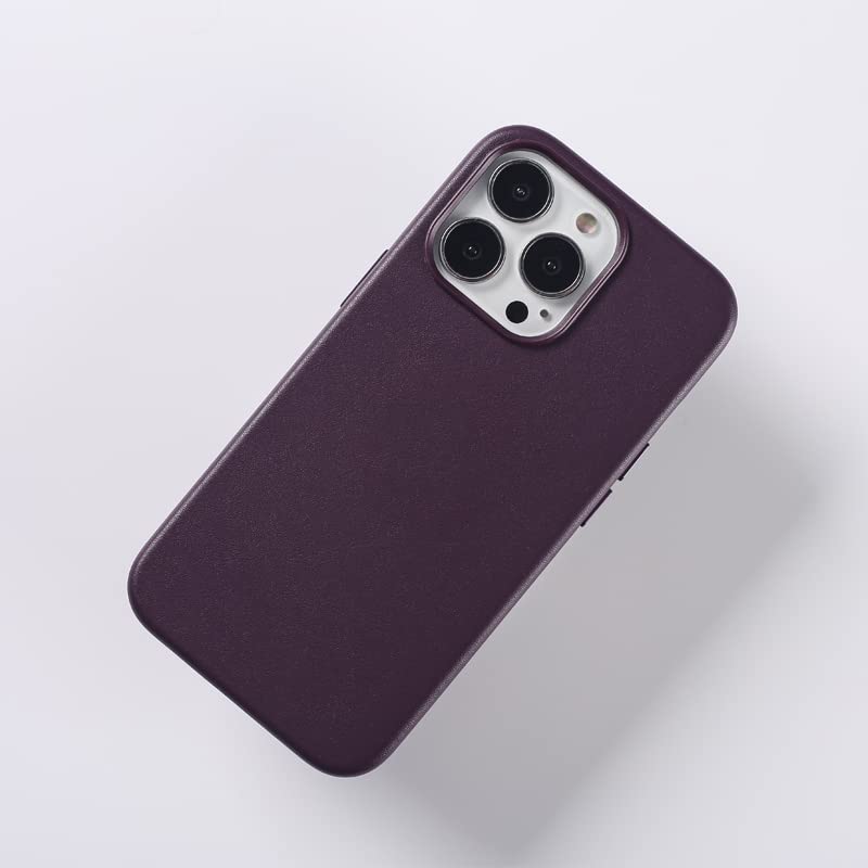 Image of MVYNO Luxury Leather Cover for iPhone 14 Mag Safe Case - Stylish & Durable Protection Cover (PU Leather, case for iPhone 14, Royal Purple)