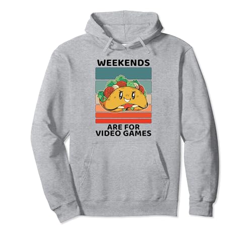 Les week-ends Vintage Cute Taco Lover sont réservés aux amateurs de jeux vidéo Sweat à Capuche