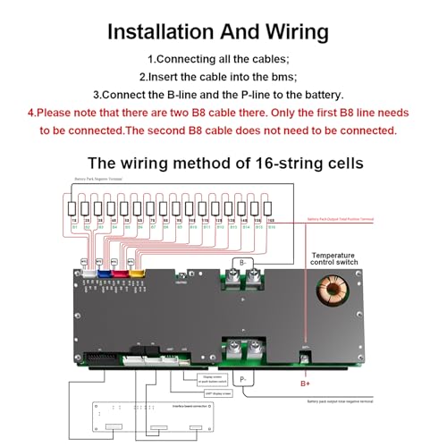 JKBMS Wechselrichter BMS 8S-16S 24V-48V 300A - V19 Home Energiespeicher BMS mit UART für neues Display, 2A Active Balance, Integriertes Bluetooth, RS485 & CAN, für Solaranlage (JK-PB2A16S30P V19)