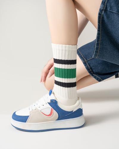 Crew Striped Socks for Women Retro Casual Tube Cotton Fun Novelty Calf Socks for Women & man3