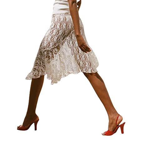 Women Y2k Lace Maxi Skirt High Waist See Through Ruffle Slip Long Skirts Layered Flowy Summer Beach Skirts3