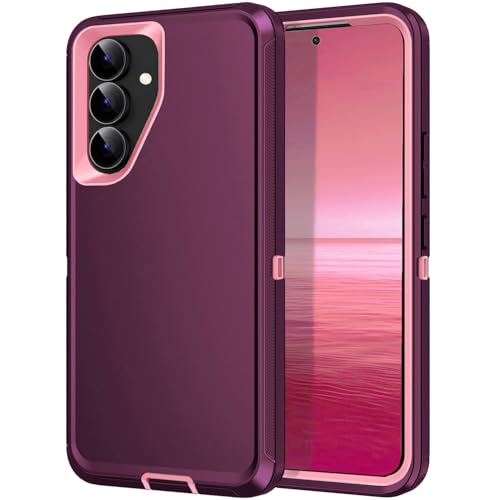 Mieziba for Galaxy S25 FE 5g Case,Shockproof Dropproof Dustproof 3-Layer Full Body Protection Rugged Heavy Duty High Impact Hard Cover Case for Galaxy S25 FE,Purple/Pink by Mieziba - Used condition - US$11.23