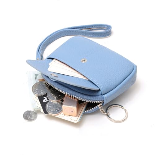 ChangeWallet,Change Holder Change Purse,leather Coin Pouch Coin Purse for women's,Coin Purse Pouch with Wrist Strap Coin Wallet, Zero Wallet with Zipper for (red) (red)3