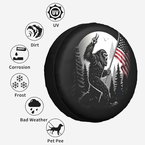 Image of American Flag Camping Spare Tire Cover Wheel Protectors Waterproof UV Resistant Wheel Covers Universal Fit for SUV Truck Rv Trailer Camper Travel Accessories 16 inch