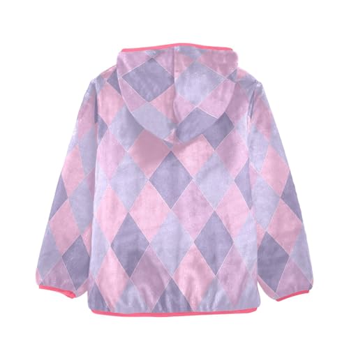 GuoChe Plaid Purple Pink Blue Boy Hooded Fleece Jacket2