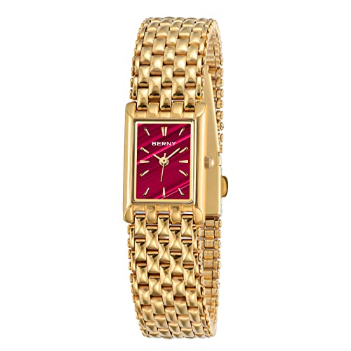 BERNY Gold Watches for Women Updated Ladies Quartz Wrist Watches Stainless Steel Band Womens Small Gold Watch Luxury Casual Fashion Bracelet Tools Included
