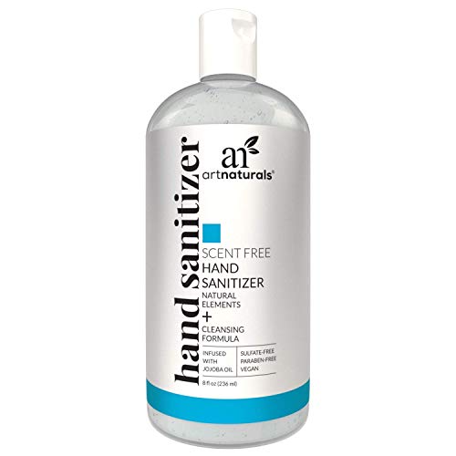 Artnaturals Hand Sanitizer Gel Alcohol Based (1 Pack x 8 Fl Oz / 220ml) Infused with Alovera Gel, Jojoba Oil & Vitamin E - Unscented Fragrance Free Sanitize