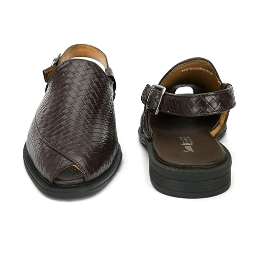 Image of San Frissco Men's Casual Mules with Leatherette Textured Design /Ethnic Jutis and Mojaris for Wedding,Occasions,Parties /Peshawari Loafers Slip-On Shoes for Men /Comfortable Fit for Everywhere