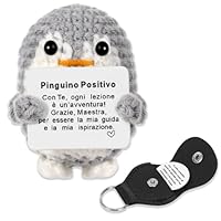 Regalo originale e divertimento,Regalo Maestra Fine Anno - Pinguino Portafortuna con Moneta e Messaggio 'Grazie'- Idea Regalo