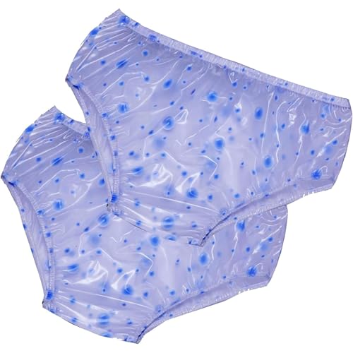 2PCS Adult Plastic Pants PVC,Mid-Waist Briefs Soft-Light-Durable-Leakproof-Washable,Waterproof Pull-On Unisex Incontinence Plastic Pants Cover Pant (Men, XXX-Large)