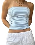 Photo Gallery baigram donne a righe tubo top estate carino uscire crop top y2k slim fit senza spalline camicie corte bandeau, a righe blu., s Photo Gallery baigram donne a righe tubo top estate carino uscire crop top y2k slim fit senza spalline camicie corte bandeau, a righe blu., s