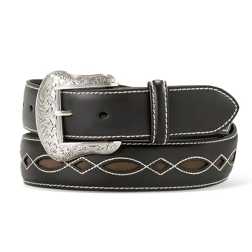 ARIAT Men's Boot Stitched Filligree Cutout Belt, Black, 38
