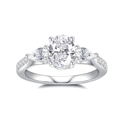 Moissanite Engagement Rings for Women Wedding Rings 925 Sterling Silver with 18K White Gold Plated Promise Anniversary Ring Elegant Gift Packed