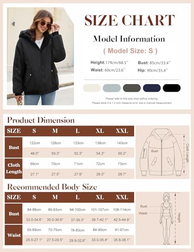 Vancavoo Winterjacke Damen Warm Fleece Gefütterter Wintermantel Winter Sweatjacke Kurz Mantel Puffer Jacke Fleecejacke Kapuzenpullover mit Kapuze für Teenager Mädchen,Schwarz,L