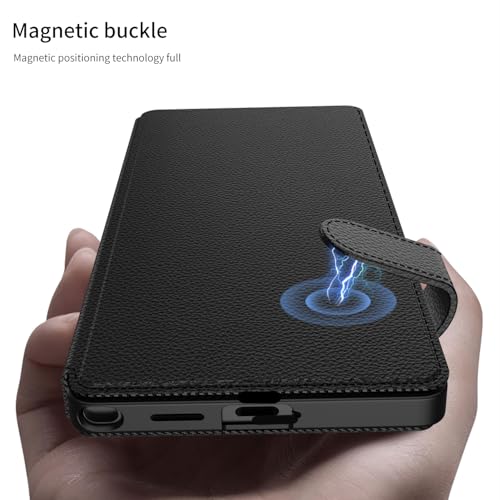 Image of Midkart Leather Flip Cover Compatible with Samsung Galaxy S25 Ultra with Card Holder Built-in Kickstand Magnetic Belt Lock Inner Hard PC with Full Body and Camera Protection, Beige