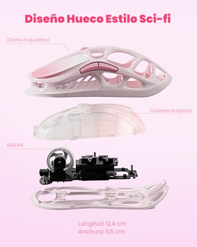 Ratón gaming inalámbrico de aleación de magnesio con sensor PAW3395 7