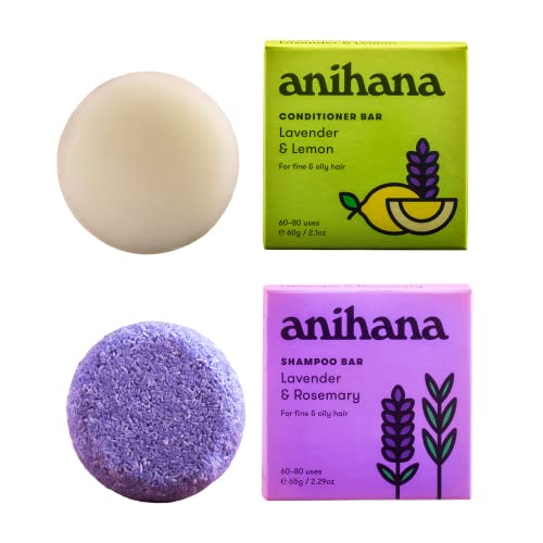 ANIHANA Shampoo and Conditioner Bar Set | Deep Cleansing & Softening | For Fine & Oily Hair