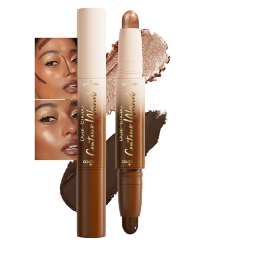 2 in 1 Contour Stick Waterproof Bronzer Highlighter, 26-Deep rich