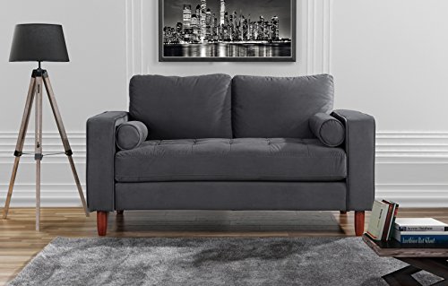 Divano Roma Furniture Couch for Living Room, Tufted Velvet Fabric Sofa with Back