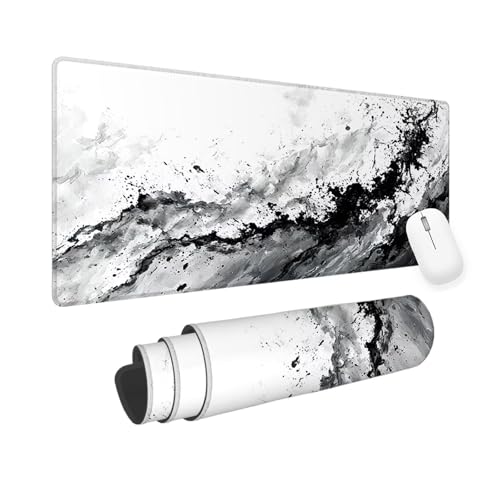 Tapis de Souris Blanc Tapis de Souris XXL 1200x400x3mm Tapis de Souris Gamer Gris, Grand Tapis Bureau Gaming Bords Cousus, ImperméAble Tapis Clavier Souris AntidéRapante pour sous Main Bureau yv-56