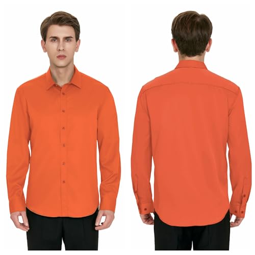 Men's Wrinkle-Free Dress Shirts Long Sleeve Button Down Shirt Regular Fit Casual Wedding Silky Sheen Looking Shirt4