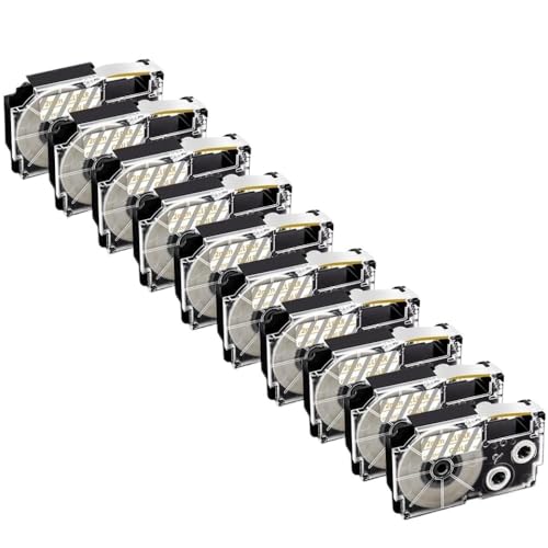 10pcs xr12we 12mm�݊����x���e�[�vxr-12we xr 12we black on white with KL-60 kl-100���x���v�����^�[(Gold on Clear)