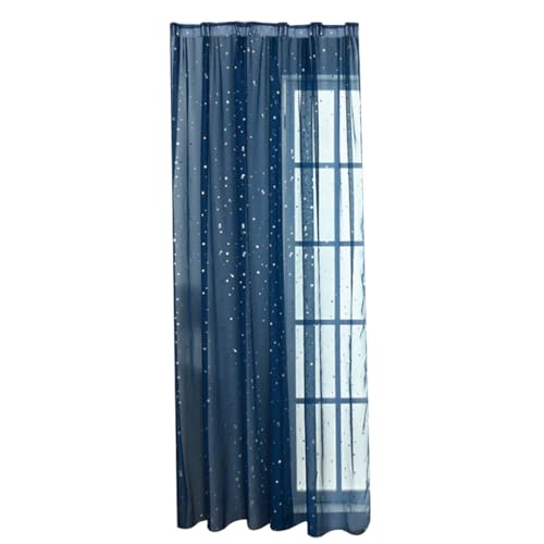 Kichvoe Rideau Voilage Bleu Marine Polyester Résistant Tulle Transparent pour Salon et Chambre Protection Le Soleil Direct et Décoration Moderne