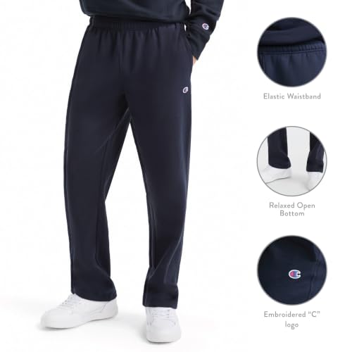 Champion Men's Powerblend Fleece Open Bottom Sweatpants, Original Navy, Large Tall - image 6