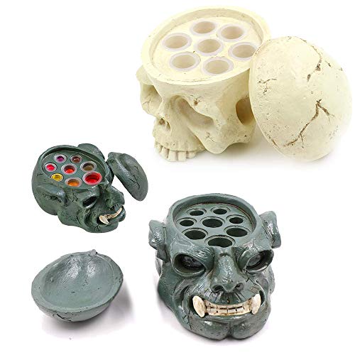 Romlon Tattoo Ink Cup Holder - 2Pcs Design Hard Skull Resin Tattoo Ink Cap Holder Stand Tattoo Pigment Cup Holder Permanent Makeup Tool for Microblading and Tattoo Accessories Tattoo Supplies