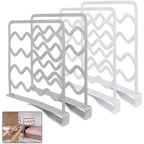 GOLRISEN Closet Clothes Dividers, 4pcs Clip-on Wardrobe Dividers, Shelf Dividers, Tie Rack, Belt Hanger, Bookends, Shelf Dividers, Well Organized Cover
