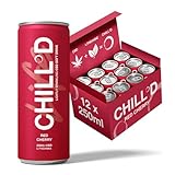 CHILL°D 20mg CBD Drinks - 12 x 250ml Cans | Red Cherry Sparkling Soft Drinks - Vegan, Low-Calorie, Sugar-Free & Natural | 20mg of CBD in Each Can Helps Reduce Anxiety & Stress and a Great Sleep Aid