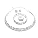 Santfe Crystal Rhinestone Choker Necklace Earrings Bracelet Ring Jewelry Set for Wedding Bridal Prom Party (White)
