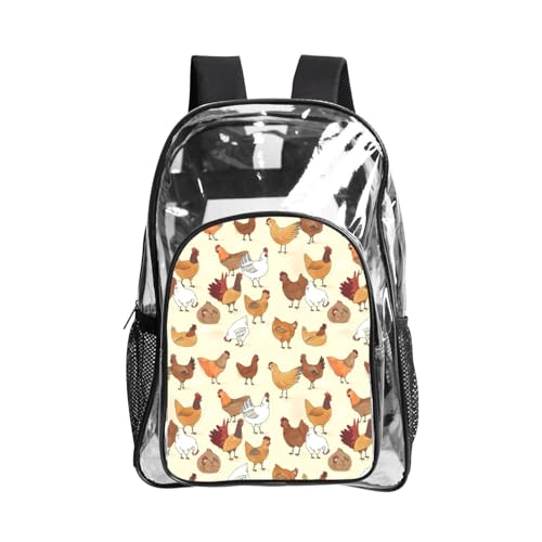Sac transparent robuste avec motif poulet résistant aux voyages
