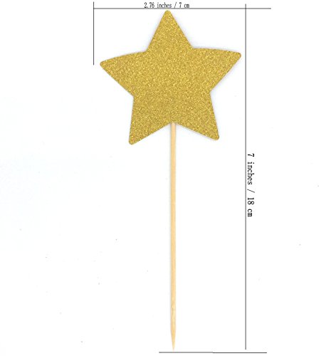 Toomeecrafts Double Sided Gold Glitter Star Cake Topper For Twinkle Twinkle Little Star Baby Shower Theme Decoration Pack Of 12 #TOP3