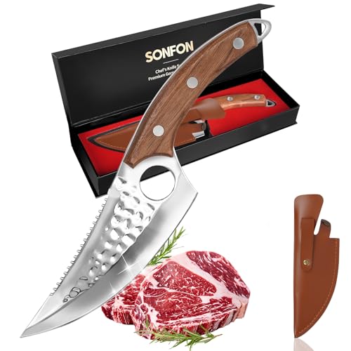 Chef-Knife-Premium-Kitchen-Knife-with-Leather-Sheath-Japanese-Knife-for-Meat-Cutting-Boning-Knifes-for-Kitchen-or-Camping-Viking-Knife-Chefs-Knives-Designed-for-Balance-Control