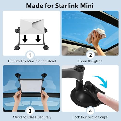 Image of for Starlink Mini Suction Cup Mount Starlink Mini Accessories for Car Sunroofs or Windows，Secure Satellite Mounting Kit Strong Suction Stable Signal，for RVs, Boats,Road Trips,Boats, Windows
