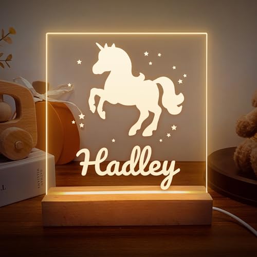 Wucidici Personalized Name Night Light with Unicorn, Custom Name Led Lamp for Baby Kids, Brighter Made Customized Night Light Gift for Girl Boys