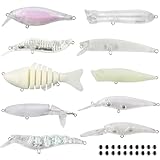 Unpainted Fishing Lures Making Kit DIY Blank Crankbaits Minnow Hard Bait Set Include Lure Tapes Eyes Treble Hooks Split Rings Speed Clips Make Your Own Fishing Lures