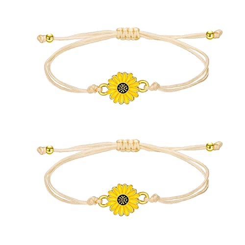 Sunflower Pinky Promise Bracelet for 2Pcs Long Distance Friendship Gifts for Best Friend Women Girls