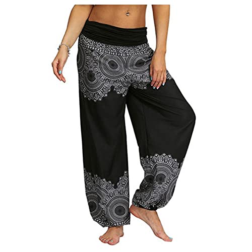 Pantalon aladdin décontracté en taille L avec coupe ample jaune - 4