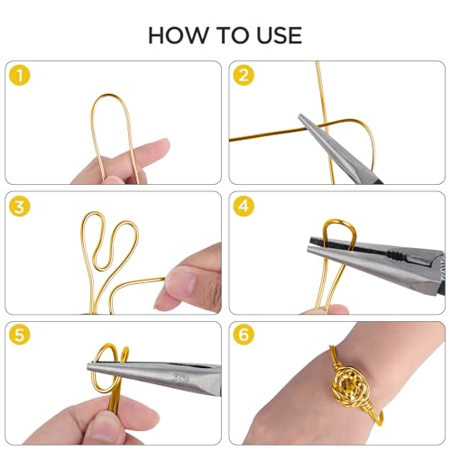 Miniatura 4 de Romon Alambre De Aluminio 2mm X 10 M, Alambre Manualidades Artesanal De Aluminio, Flexible Alambre De Aluminio Para Joyeria Diy Hacer Joyas Dorado