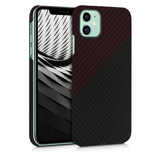 kalibri Funda Compatible con Apple iPhone 11 - Carcasa Protectora de aramida para móvil - Cover Rojo Mate/Negro Mate