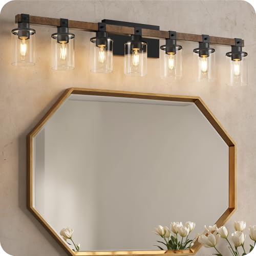 GOEBLESON 7-Light Bathroom Light Fixture, Farmhouse Vanity Lights for Bathroom