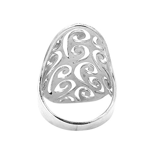 Aeravida PR-0555-7 Large Open Oval Vintage Swirl Statement .925 Silver Ring thumb #2
