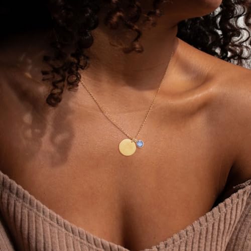 Dainty Birth Month Flower Charms Birthstone Necklace for Women Birthday Gifts,14k Gold Plated Personalized Floral Jewelry Gift for Her2