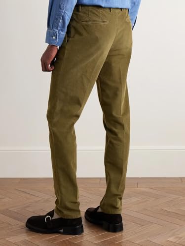Mens Casual Corduroy Pants Elastic Waist Pleat-Front Trousers for Party3