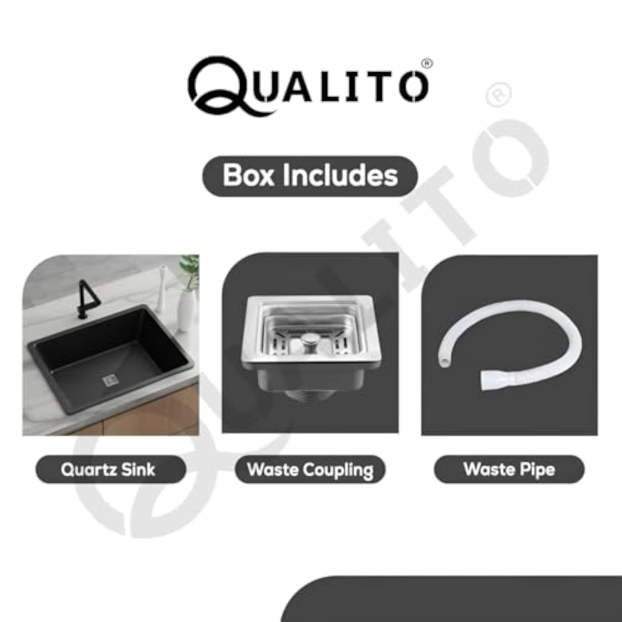 Quartz Kitchen Sink 24x18x9 Inch, Single Bowl Granite Design