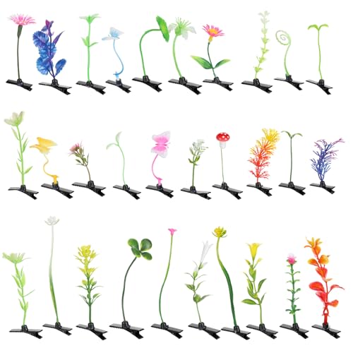Ouligay 30 pinzas de cabello con diseño de plantas miniatura 1