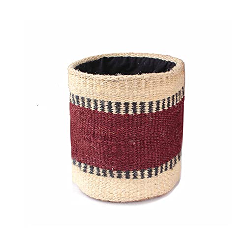 WOODLERY Circular Jute & Tafta Storage Basket 6x6inch Durable &