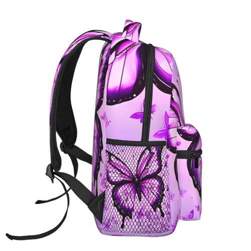 Sac à dos ordinateur portable violet papillon léger pour le travail
